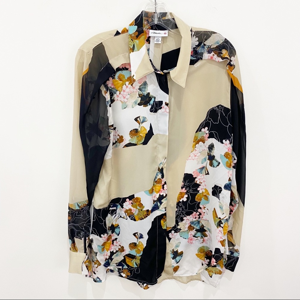 3.1 Phillip Lim for Target Floral Button Down Shirt - Black, White, Beige